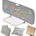 Toddler Bed Rail with Night Light - Foldable Bed Side Rails - Fits for Most Beds Bed Rails for Full Size Bed, Queen Size Rails, Twin Rails - Portable Fence for Baby - 48inch (Grey With Fish Image)