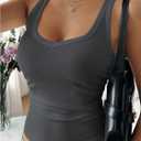 SHENHE Women's Ribbed Knit V Neck Slim Fit Basic Tank Top Layering Sleeveless Undershirt (M)