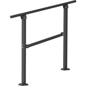 Hand Rails for Outdoor Steps, 1-3 Step Adjustable Stair Handrail Kit, 40" x 36" Wrought Iron Railing, Exterior Hand Rail for Porch Deck Garage and Garden