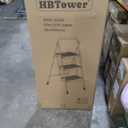 HBTower Step Ladder, Folding Step Stool with Wide Anti-Slip Pedal, Sturdy Steel Ladder, Convenient Handrail, Lightweight, Portable Steel Step Stool (Black)