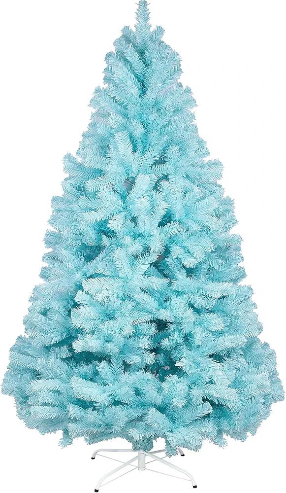 6FT 1,300 Tips Artificial Christmas Pine Tree Fake Xmas Spruce Trees Holiday Decoration with Metal Stand Easy Assembly for Outdoor and Indoor Decor Blue