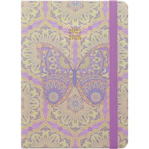 Letts of London® Paisley Academic Weekly/Monthly Planner, August 2025 to July 2026, Week-to-View, Sewn Binding, Multilingual, A6 Size, 5.875" x 4.125", Butterfly (C030851-25)