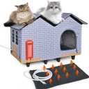 NAMOTEK Large Elevated Heated Cat Houses for Indoor/Outdoor Cats with Heated Cat Bed Waterproof Insulated Providing Safe Feral Cats, Easy to Assemble Large (23" x 13" x 18")