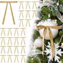 Fanfantoey 24Pcs Christmas Bows 5 x 7 Inch Velvet Bows for Christmas Tree 3/8 Inch Wide Christmas Tree Bows Vintage Velvet Ribbon (Khaki)