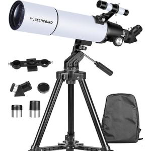 Telescope for Adults High Powered, 80mm Aperture 600mm Telescopes for Adults Astronomy, Travel Telescopio for Beginners with AZ Mount, Backpack, Phone Adapter, Moon Filter
