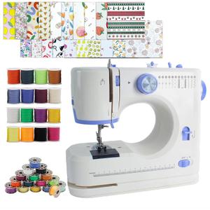 Sewing Machine for Beginners with 20 Pcs Fabric and 32 Pcs Sewing Threads Kit,Portable Sewing Machine with 12 Built-in Stitches,2 Speed(High-Low Speeds) Blue