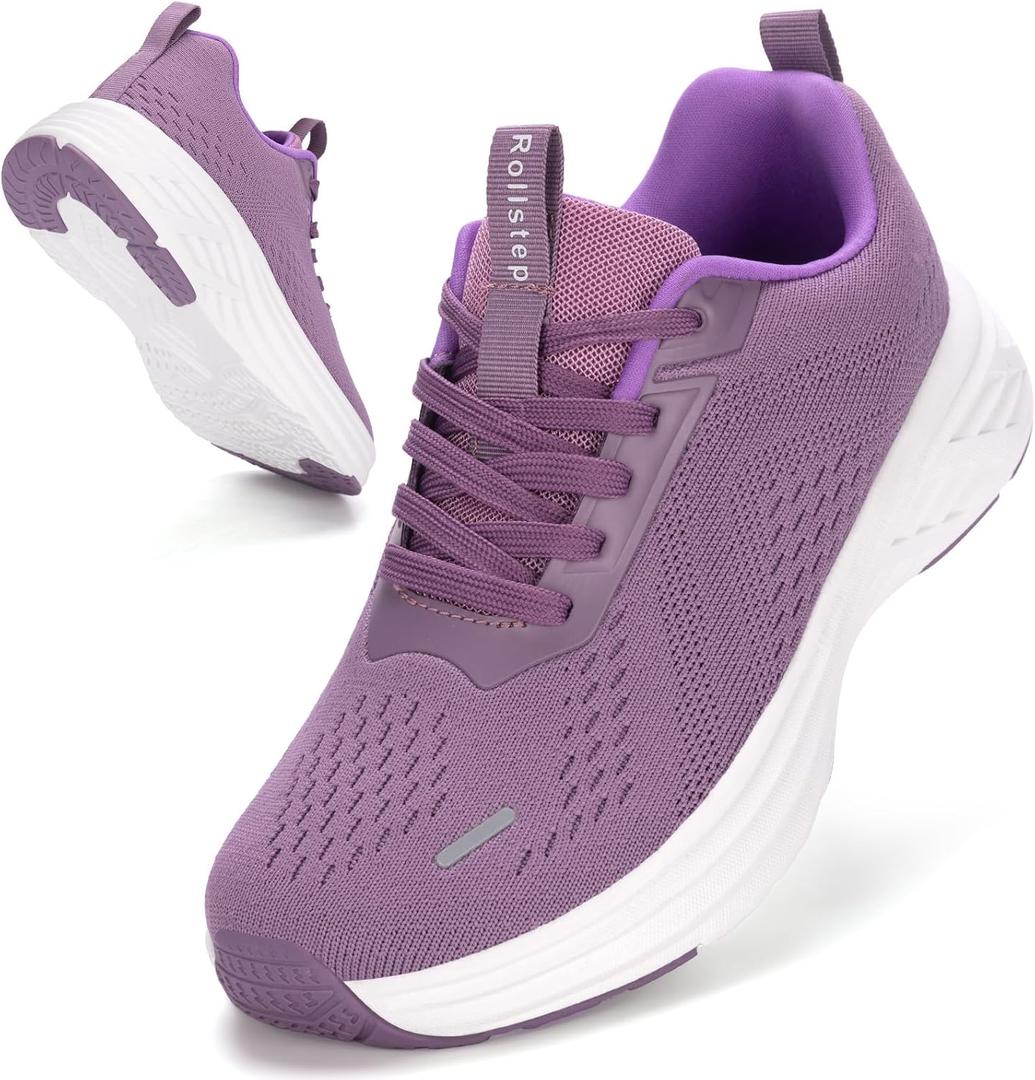 Wide Toe Box Shoes Women Sneakers Extra Wide Width Arch Support Non-Slip Tennis Athletic Ultralight Running Shoes for Women Walking Diabetic Plantar Fasciitis Footwear (8-8.5 Wide, Purple)