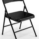 VINGLI Folding Chairs All Steel Metal Frame, Capacity 350 lbs, Durable Portable and Versatile for Indoor Outdoor Use, Black