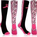 YLOLUL Breast Cancer Awareness Socks Football Knee High Calf Socks Soccer Athletic Accessories for Men Women Volunteer (Black)
