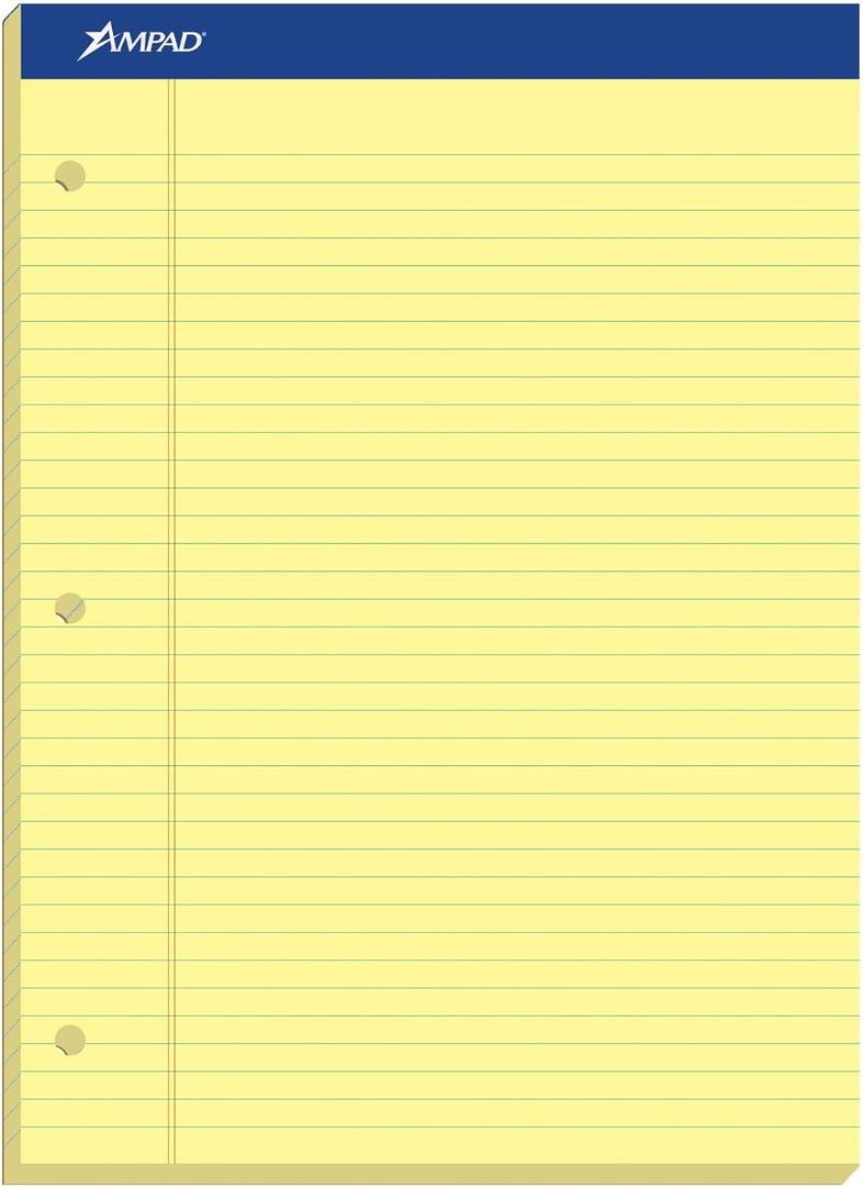 Ampad Evidence Dual Ruled Pad, Legal Ruling, Size 8.5 x 11.75 Inches, Canary Paper, 100 Sheets Per Pad (20-243)