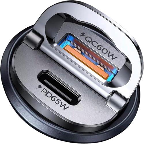 【Upgraded】 125W USB C Car Charger Super Fast Charging for iPhone 16, [PD65W & QC60W][All Metal] MRGLAS Cigarette Lighter Car Charger,Car Accessories Dual Port for iPhone 15 iPad Samsung S25 MacBook