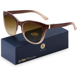 EASY READ Bifocal Reading Sunglasses for Women Fashion Sun Readers UV400 Protection(Magnification 1.75, Gradient Brown)
