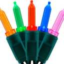 YULETIME 100 Multicolor One-Piece T5 LED Christmas Lights, 33 ft High Waterproof UL Certified Green Wire String Lights (Multicolor)