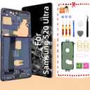 TFT for Samsung Galaxy S20 Ultra 5G LCD Display Screen Assembly Replacement for Samsung S20 Ultra Touch Digitizer Screen with Frame Toolkits G988U G988A G988B No Fingerprint Black (Black)
