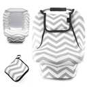 ACRABROS Car Seat Covers for Babies,All Season Infant Carseat Cover Canopy for Boys and Girls,Stretchy Adjustable Peeping Window with Mesh Cover,Warm Breathable Universal, Grey White Chevron