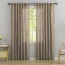 DONREN Taupe Burlap Linen Back Tab Curtains 84 Inch Length for Living Room - 2 Panels Hook Belt Pleated Pocket Drapes Rustic Farmhouse Boho Decor Light Filtering Privacy Semi Sheer Bedroom Curtains