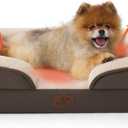 Bedsure Self Warming Orthopedic Dogs Bed for Small Dogs - Washable Small Dog Bed Waterproof, Comfort Pet Couch with Removable Cover, Pets Sofa with Nonskid Bottom, Brown, Non-Electric (24"L x 18"W x 6"Th)