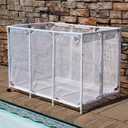 Pool Noodles Holder, Toys, Floats, Balls and Floats Equipment Mesh Rolling Storage Organizer Bin, Extra-Large, (47.2" W x 30.2" L x 34" H), White Style 455119