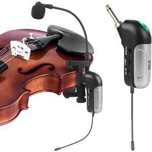 XTUGA Violin Pickup Violin Microphone Wireless, 147Ft Range, UHF Microphone for Violin Gooseneck Pick Up Instrument Clip-on Mic Receiver and Transmitter System for Violin Ukelele Perfomance (KX862)