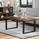 IBF Walnut Coffee Table for Living Room, Simple Rustic Center Table 47 Inch