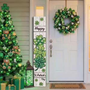 47" Large St. Patrick's Day Porch Sign Irish Welcome Sign Shamrock Wooden Tall Porch Decor Rustic Farmhouse Front Door Decor for Irish Holiday Outdoor Home Yard Entryway Gift