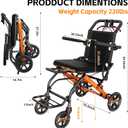 Lightweight Foldable Transport Wheelchair, Portable Travel Wheelchair