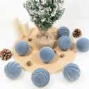 12 Pcs 3.15 Inch Velvet Christmas Tree Ornaments BulkFlocked Christmas Balls Plastic Shatterproof Xmas Hanging Ornaments Decorations Set for Tree Garland Wreath (Gray Blue)