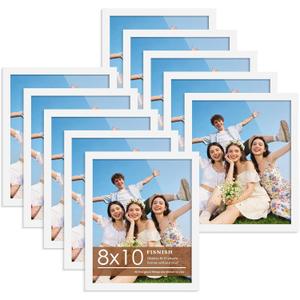 8x10 Picture Frame Set of 10, White Frames 8x10 for Tabletop Display, Horizontal or Vertical Wall Mounting