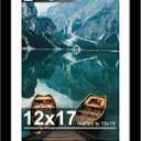 12x17 Picture Frame, 12 x 17 Black Wood Style(12x15 Mat, 1 Pack), 12X17 in