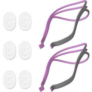 Upgraded Airfit P10 Headgear CPAP for Her Replacement, 2-Pack Replacement Headgear Compatible with Airfit P10 Nasal Pillow CPAP Mask Straps Included 2 Elastic Straps & 6 Adjustment Clips, Pink