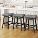 Raynesys 24 Inche Bonded Leather Counter Height Bar Stools Set of 3 Curved, 3 Pack-24"
