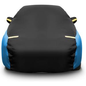 Riakrum Full Car Cover Waterproof All Weather for Automobiles Windproof Cover Rain UV Protection Sun Scratch Resistant Outdoor Universal(Fit Sedan Length/Small SUV (185193") 59'' H,Black, Blue)