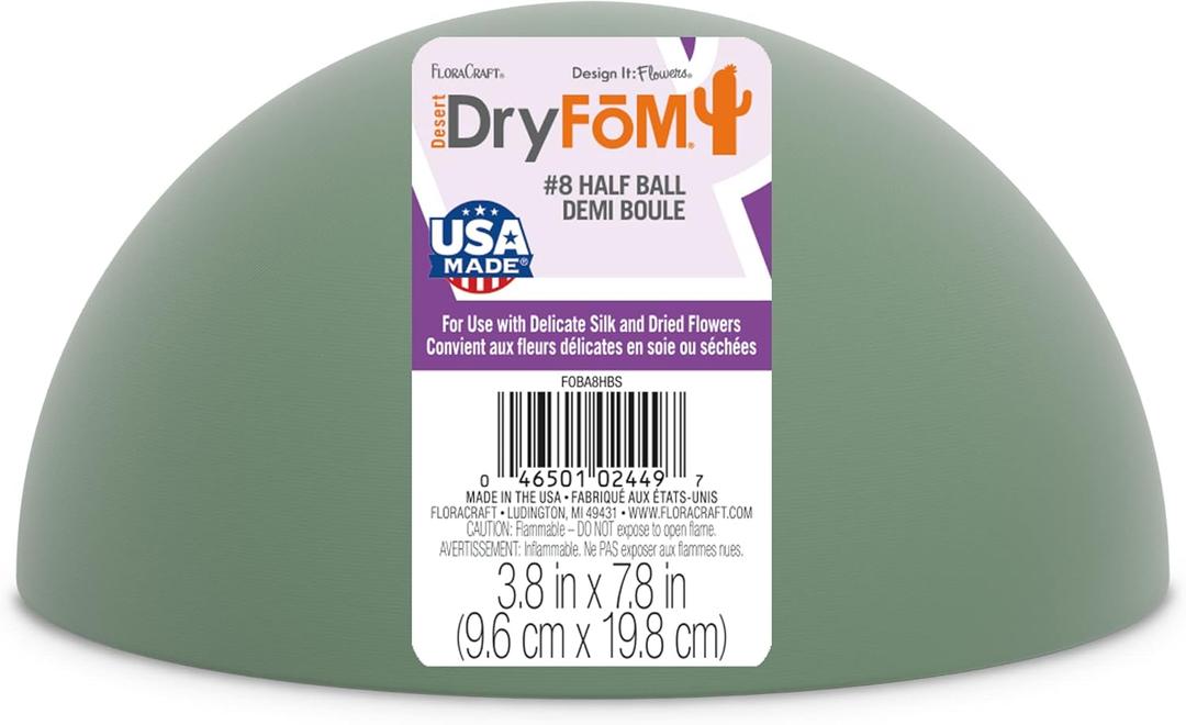FloraCraft Floral Desert DryFM Half Ball 3.8 Inch x 7.8 Inch Green (8 x 4")