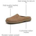 FunParrot Women's Casual Fashion Mule Clog Comfortable Indoor Outdoor All Day Leather Upper Insole Soft Rubber Sole Durable (Camel, 11)