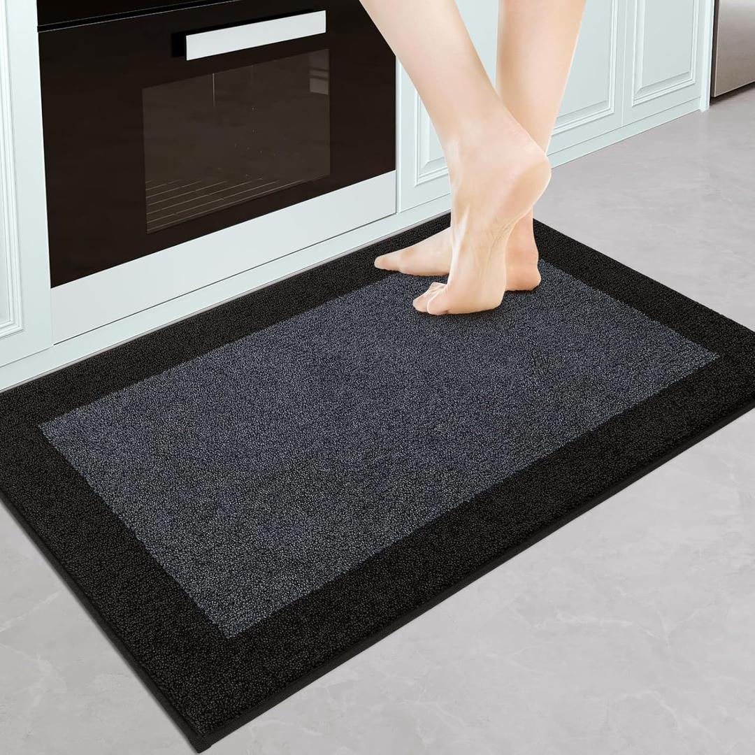 Machine Washable Kitchen Rug 24" x 36", Non Slip Kitchen Mat for Floor, Absorbent Entrance Throw Rug for Bedroom, Hallway, Bathroom, Door (Charcoal)