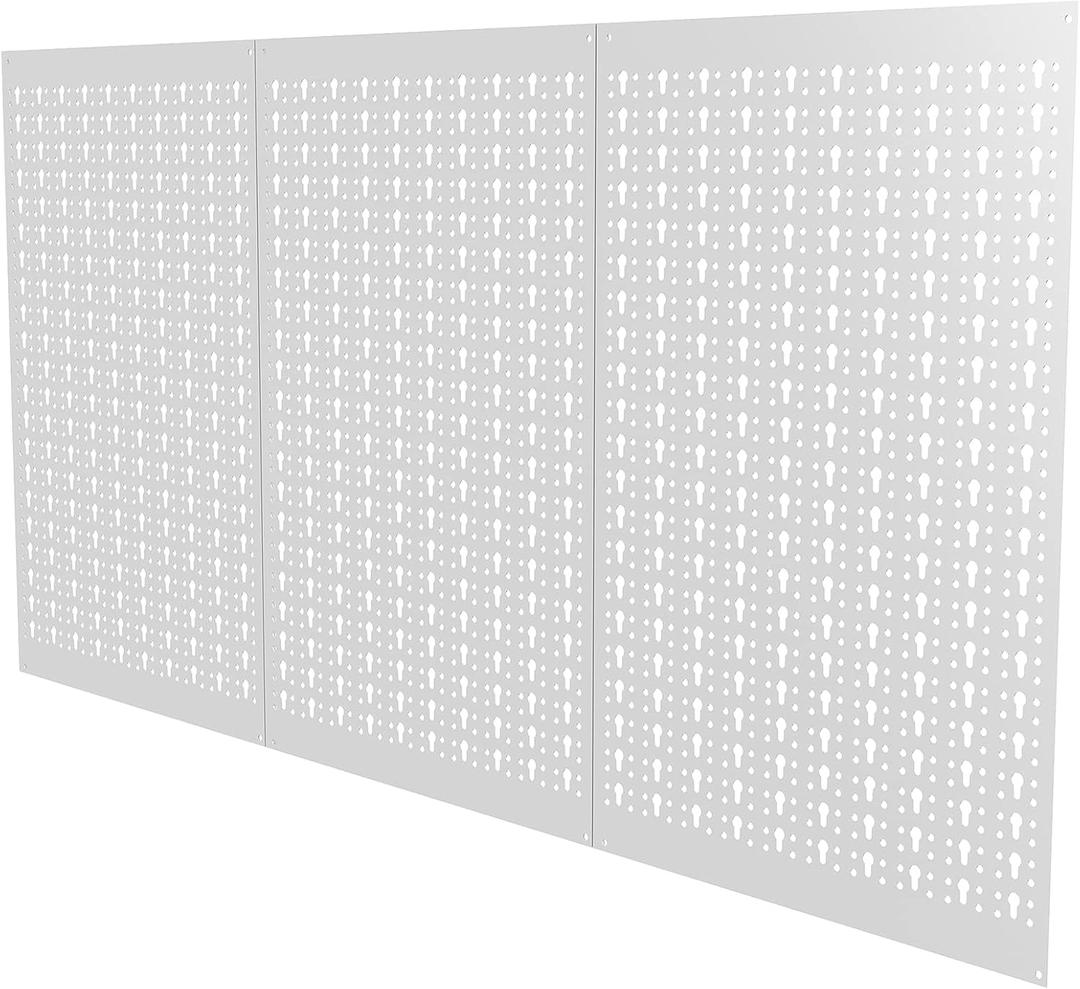 TORACK 3 PCS Metal Pegboard Panels (16x24 inch) for Wall Garage Tools Storage Pegboard for Workbench, Modular Peg Board Tool Organizer Board Kit (Pack of 3, Grey)