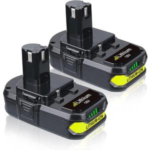 Masione 2P 3.6Ah Replacement for Ryobi 18V Battery Lithium Compatible with Ryobi Battery P108 P102 P103 P104 P105 P107 P109 P122 18 Volt Cordless Power Tools