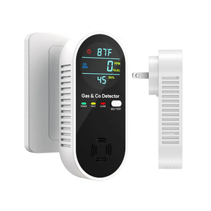 4-in-1 Upgraded Natural Gas Leak Detector and Carbon Monoxide Detectors, Dual Sensor Gas Leak Detector & Carbon Monoxide Detectors Plug in (Temperature & Humidity) for Home, RV (Black)