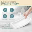 Silicone Countertop Tray  Small + Large Bathroom Vanity Organizer for Soap Dispenser, Lotion Bottles, Perfume, Candles, Keys  Shatterproof Sink Tray (Set - Small (7.8") + Large (11.8"), White)
