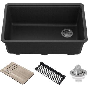 KRAUS Kitchen Sink Bellucci 30 Undermount Workstation Granite, Metallic Black, Accessories, KGUW2-30MBL