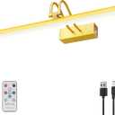 Picture Light,16in Wireless Battery Wall Lighting,Remote Art Lights for Paintings with Timer and Dimmable for Display Photo,Frame,Portrait,Dartboard-Plated Gold
