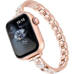 VISOOM Love Bracelet Compatible With Apple Watch 40mm/38mm/41mm/42mm/44mm/45mm/46mm Series 11 10 9 8 7 SE Series 6 5 4 Band Women Metal Iwatch Wrap Jewerly Ape Watch Strap Slim Band Apple Watch 3 2 1