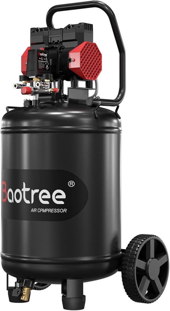 14Gal Portable Ultra Quiet Air Compressor, Max 115PSI 2HP 8.75CFM 70dB Oil-Free Low Noise Air Compressor for Auto Repair, Bike Tires, Garage Spray Painting 110V/60Hz