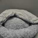 JOEJOY Small Dog Bed Cat Bed with Hooded Blanket, Cozy Cuddler Luxury Puppy Pet Bed, Donut Round Calming Anti-Anxiety Dog Burrow Cave Bed - Anti-Slip Bottom and Machine Washable 23 inch