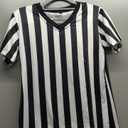 redgino Women's Referee Shirt Official Black and White Stripe Ref Umpire Jersey for Basketball Football Halloween Costume (V Collor) S