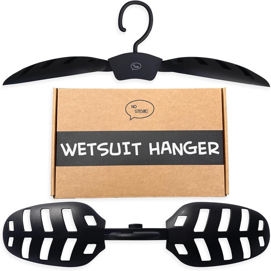 Ho Stevie! Wetsuit Hanger - Wet Suit Dries Faster, No Shoulder Stretching - Vented Shoulder Support Hanger for All Wetsuits (Black)