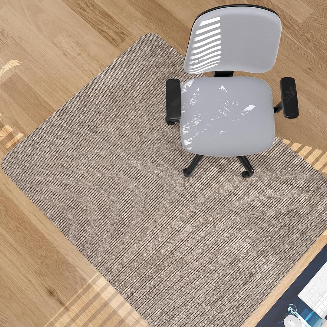 Placoot Desk Chair Mat for Hardwood Floor Corduroy Surface 1/6" Thick 55"x35" Office Chair Mat for Rolling Chairs-100% Large Anti-Slip Backing Under Desk Low-Pile Office Rug Floor Mat