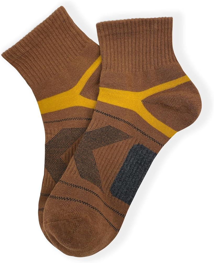 HaloYIYI Men's 4 Pack Athletic Ankle Quarter Socks Performance Breathable Sport Low Cut Brown Socks (6-11)