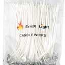 EricX Light 100 Piece Natural Candle Wick, Low Smoke 6" Pre-Waxed & 100% Natural Cotton Core,For Candle Making,Candle DIY