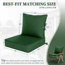 Outdoor Seat Cushion Set 24 L × 24 W × 5 H Inch Waterproof & Fade Resistant Patio Furniture Cushions with Removable Cover with Handle and Straps for Sofa Chairs, Chairs, Green
